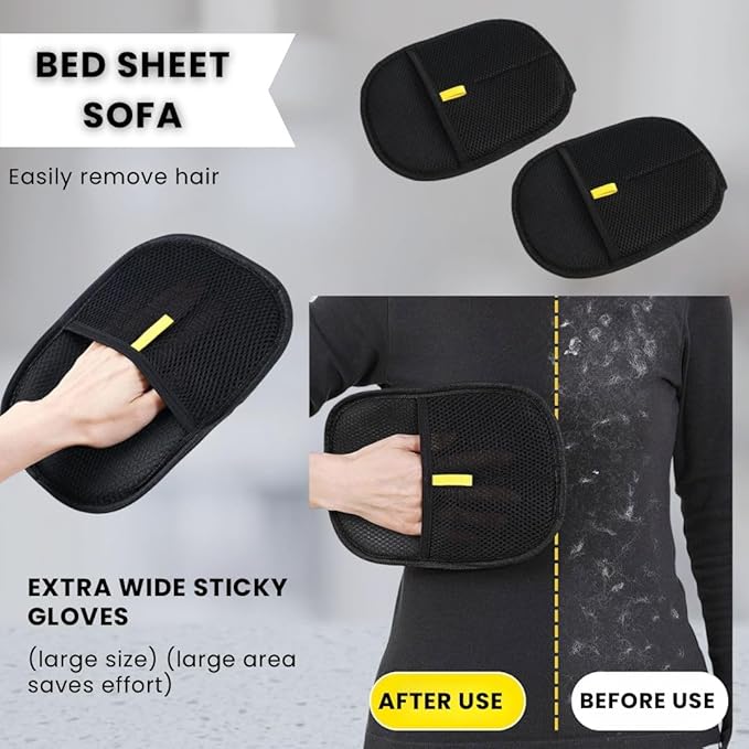 Pet Hair Remover Gloves, Reusable Electrostatic Dog & Cat Hair Remover for Couch, Clothes & Car Seats (2 Pack)