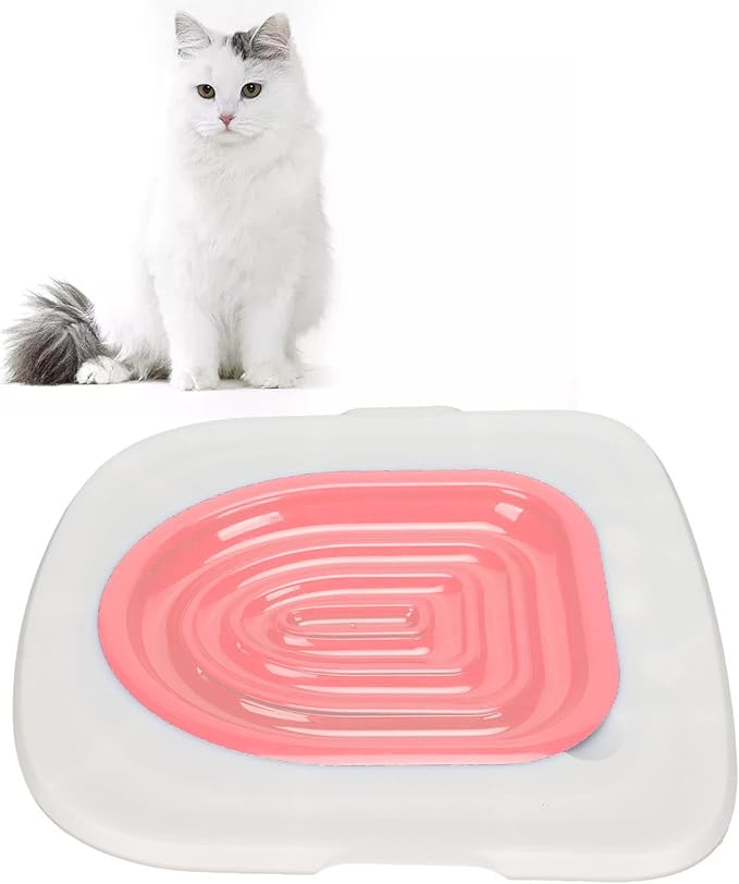 Cat Toilet Training System, Professional Teach Cat to Use Toilet Cat Toilet Training Kit Universal Reusable Kitty Toilet Trainer Urinal Seat with Design Blue Tray (White Tray, 1