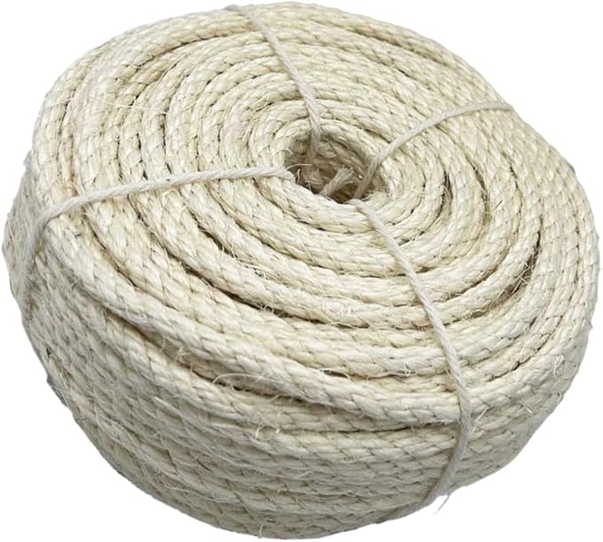 Natural Sisal Rope for Cat Scratcher Replacement, Durable Cat Tree Post Repair Cord for DIY Projects, Climbing Towers, Furniture Protection, Scratch Pad, Crafts, Garden, and Home Décor Use