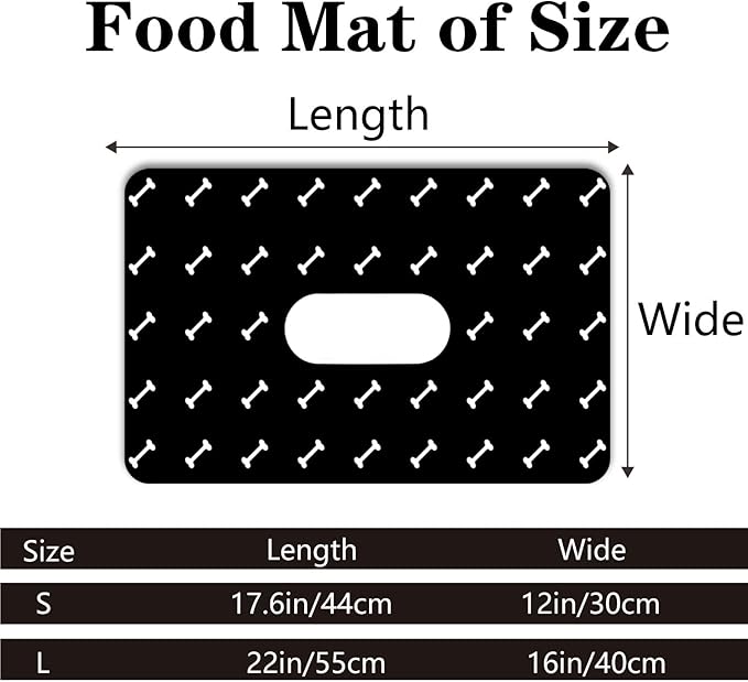 Personalized Dog Cat Food Mat - PU Non-Slip Bottom, Waterproof, Custom Pet Bowl Mat for Food and Water (Bone)