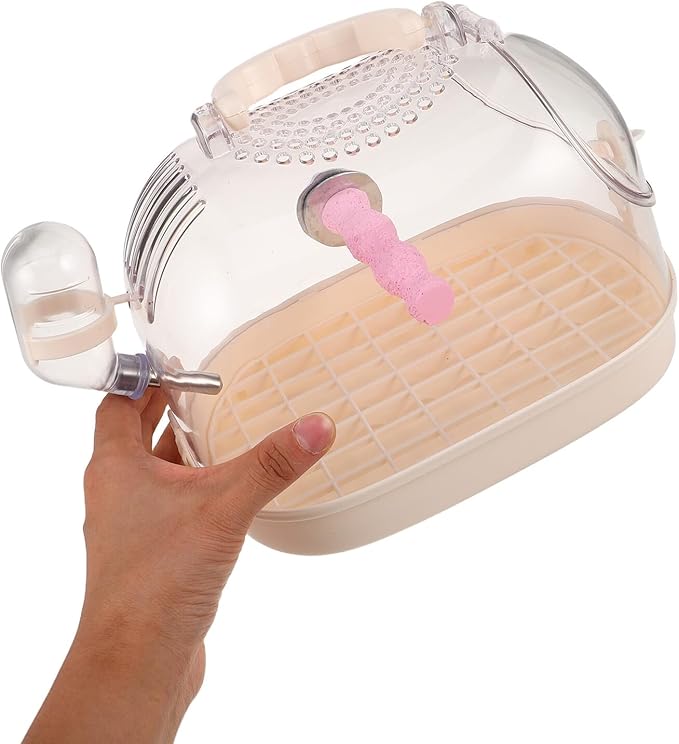 Portable Parrot Travel Cage with Perch, Small Bird Carrier for Parakeets and Cockatiels, Cream White Handheld Bird Cage for Outdoor Trips and Vet Visits