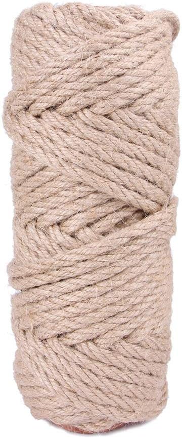 Sisal Rope for Cat Scratchers, Cat Tree,Cat Scratching Sisal Rope Natural Jute Hemp Rope, Ideal for Replace Scratching Post, Repair Cats Tree, DIY Projects 6mm(30m/98.4 Feet)