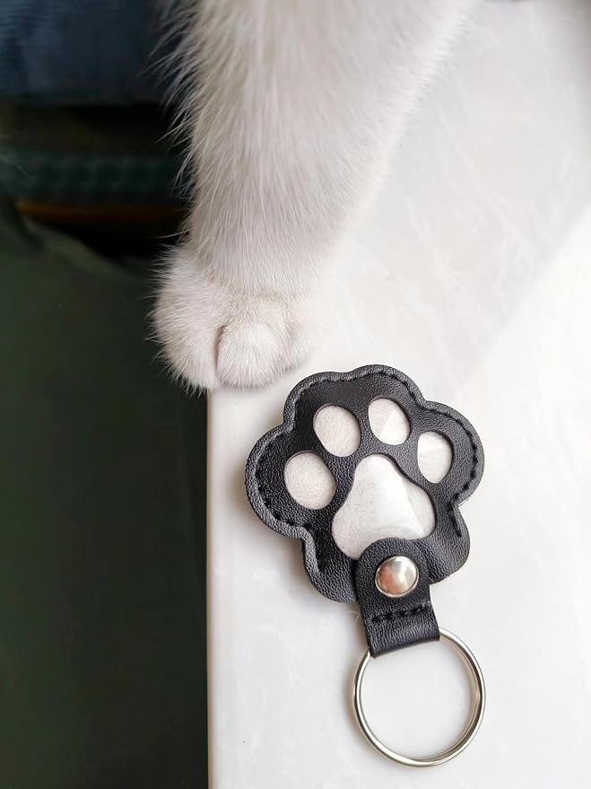 6 Packs Pet Hair Leather Keychain, Dog Cat Fur Storage Paw Keyring, Memorial Keepsake, Collar Bag Purse Key Charms