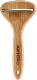 T Shaped Wood Handle Dog Deshedding Tools Loose Hair and Undercoat Removal No Damage (45 Degree)