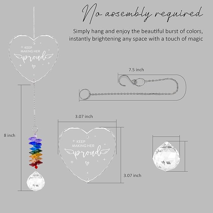 Memorial Suncatcher Sympathy Gift for Loss of Mother - Crystal Rainbow Maker - Bereavement Keepsake - Hanging Crystal Decor - Loss of Mom - Daily Remembrance