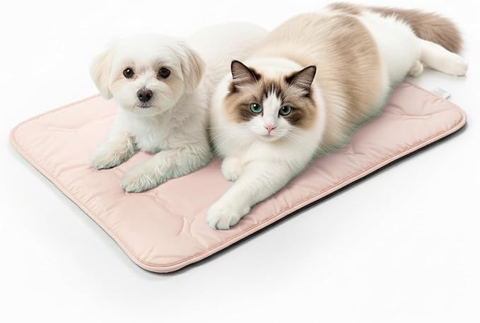 Cooling Pet Mat – 41x28.5 Dog or Cat Cool & Comfy, Soft Breathable Self-Cooling Pad, Pet-Safe, Durable, Perfect for Hot Weather, Naps, Crates, Cars, Couch, Washable, Take Anywhere, Pink