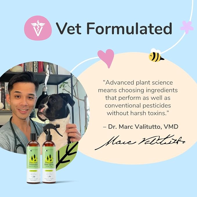 kin+kind Plant Based Flea and Tick Spray for Dogs and Cats – Essential Oil Formula with Lemongrass – Flea and Tick Prevention for Cats, Kittens, Puppies & Dogs - Pet Supplies - Family Safe – 12 fl oz