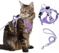 Cat Harness and Leash Set with AirTag Holder: Upgraded Escape Proof Vest with Lead for Small Dog Puppy Large Cat Walking，Soft Breathable Mesh Coat with Reflective Strip (Purple, L)