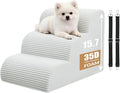 Dog Stairs for Couch and Chair,15.7" H 3-Step Pet Steps for Small Dogs and Cats, Non-Slip Sturdy Dog Ramp with Anti-Tip Safety Strap and Washable Cover,Balanced Ramp Indoor Pet Stairs