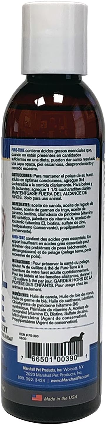 Marshall Pet Products Natural Furo-Tone Pet Pharmaceutical Grade Skin & Coat Liquid Supplement with Fatty Acids and Vitamins, for Ferrets, 6 oz