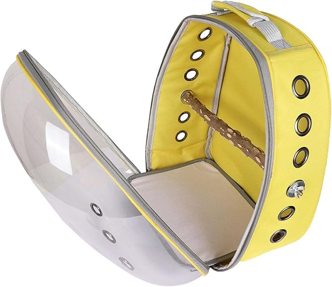 Gralara Bird Backpack Carrier for Parrots with Window for Small and Medium Birds, Yellow