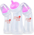 Pet Feeding Bottle,3 Pack Wide Mouth Angled Nursing Bottle, 3 Sizes Nipples with Ventilation Valve Resistant Tearing Perfect for Puppies, Kittens, Small Wildlife(Pink)