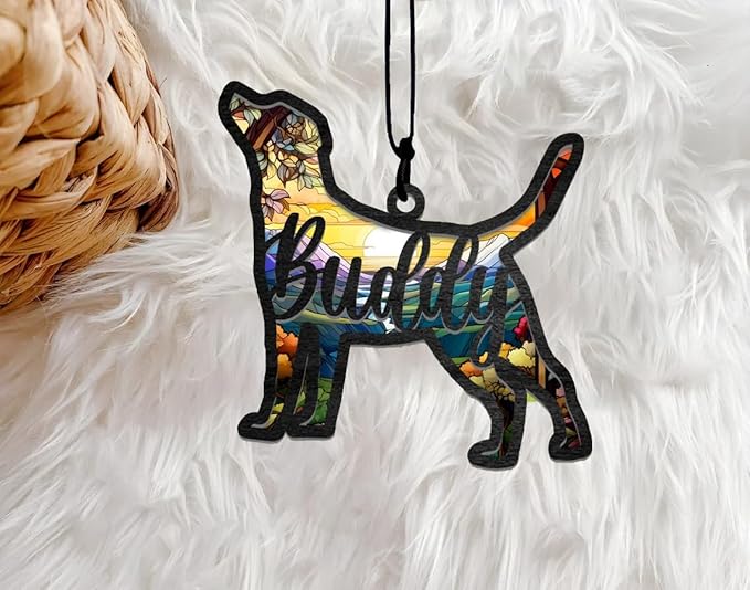 NAZENTI Personalized Dog Suncatcher Memorial Ornament, Dog on Moon for Lovers Loss, Memory Remember, Sympathy Gift