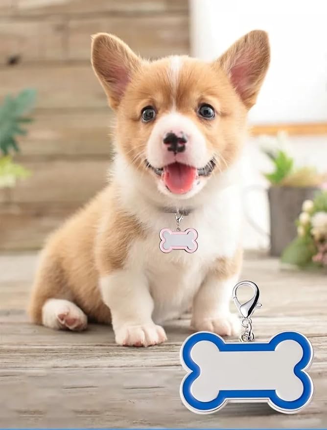 Personalized Dog ID Tags - tag for Dog Collar, pet ID tag, Dogs Tags for Pets, Laser Engraved Name Tags for Dogs, Dog Tags for Large Dogs, Blank Dog Tags (Bone-Shaped-Large: Red)