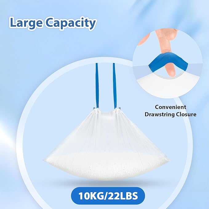 60 Count Drawstring Cat Litter Bags Compatible with Fumoi and Fsitego Self Cleaning Litter Box,Thick Cat Litter Box Liners,Tear-Resistant Waste Bags,Heavy Duty,Leak-Proof