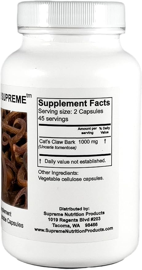 Supreme Nutrition Cat’s Claw Supreme, 90 Pure Cat’s Claw Bark Vegetarian Capsules