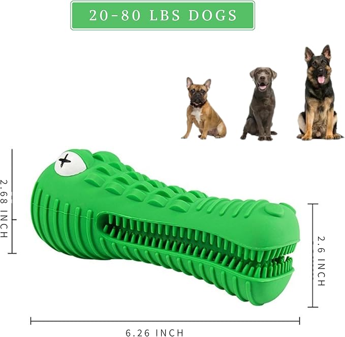Dog Chew Toys for Aggressive Chewers – Alligator Dog Chew Toy for Large, Medium & Small Dogs – Tough Natural Rubber for Teeth Cleaning – Squeaky Interactive Dog Toys to Keep Them Busy