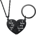 Ralukiia Best Friends Cat Dog Owner Friendship Love Necklace and Collar Charm Gift Set, Cat Dog BFF Necklace for 2, Pet Lover