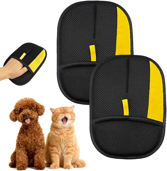 Electrostatic Gloves for Pet Hair Removal: Gentle Efficient for Cats & Dogs - Machine Washable Soft Breathable Material Easy Hair Release - Dual Sided Design for Furniture Carpet Car Seats