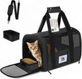 Cat Carrier, Dog Carrier, Pet Carriers Airline Approved for Kitten Small Dogs Carriers for Small Medium Under 15lbs, Collapsible Soft Sided Cat Carrier, Black