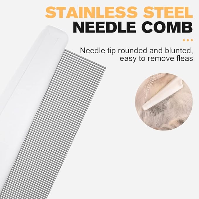 Pet Hair Comb, 2025 New Multifunctional Pet Grooming Brush Pet Hair Comb Tear Stain Removal, Fine-Tooth Stainless Grooming Massage Comb Stainless for Small Dogs Puppies (Blue)