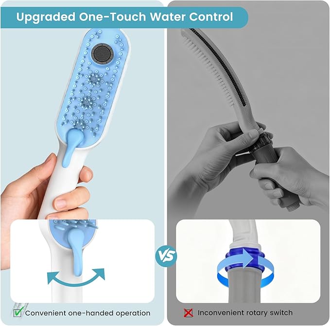 4 Mode Dog Shower Attachment, High Pressure Handheld Sprayer with ON/OFF Switch, 78 Inches Stainless Steel Hose, Diverter, Adhesive Holder, for Indoor/Outdoor Dog Bathing and Cleaning