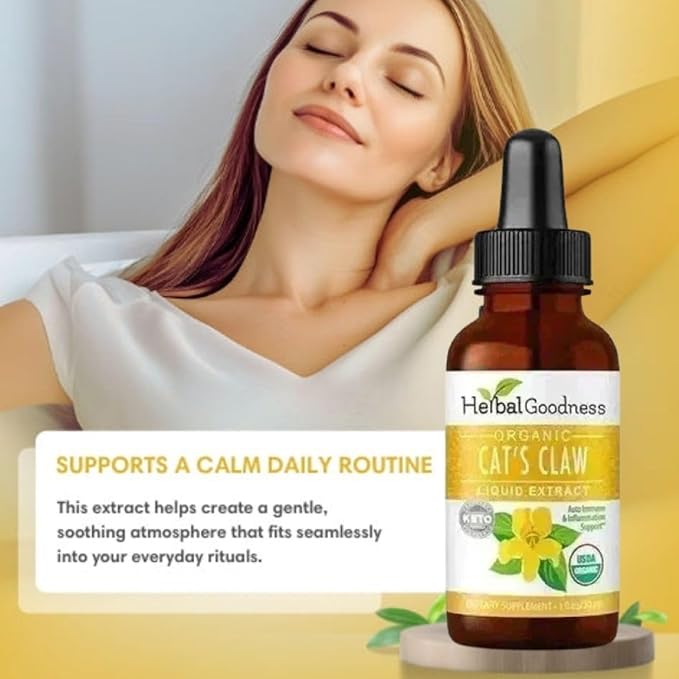 Cat's Claw Extract Joint Support - Herbal Supplement for Joint and Muscle Function, Immunity, Heart Support - Gluten Free - Superior Absorption - Organic Liquid 1oz - Herbal Goodness (1 bttl)