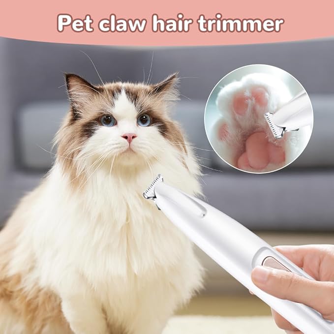 Upgrade Pet Micro Precision Trimmer, 2024 New Rechargeable Low Noise Cordless Dog Paw Trimmer with LED Light, Multifunctional Waterproof Pet Paw Trimmer for Paws Eyes Ears Face Rump (1), White