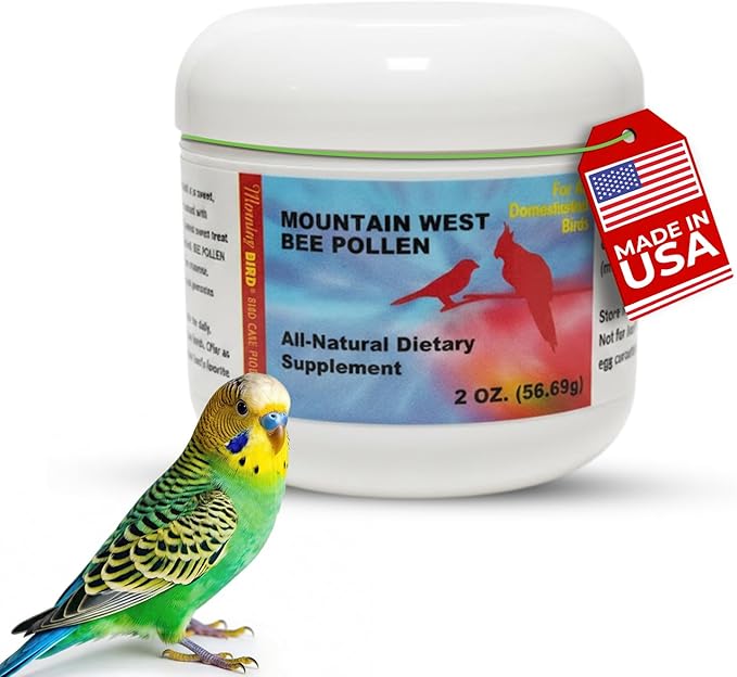 Morning Bird Mountain West Bee Pollen 2 oz – Natural Immune Support & Protein Powder for Birds – Boosts Strength, Feather Health & Energy – Easy to Mix with Food for All Bird Types