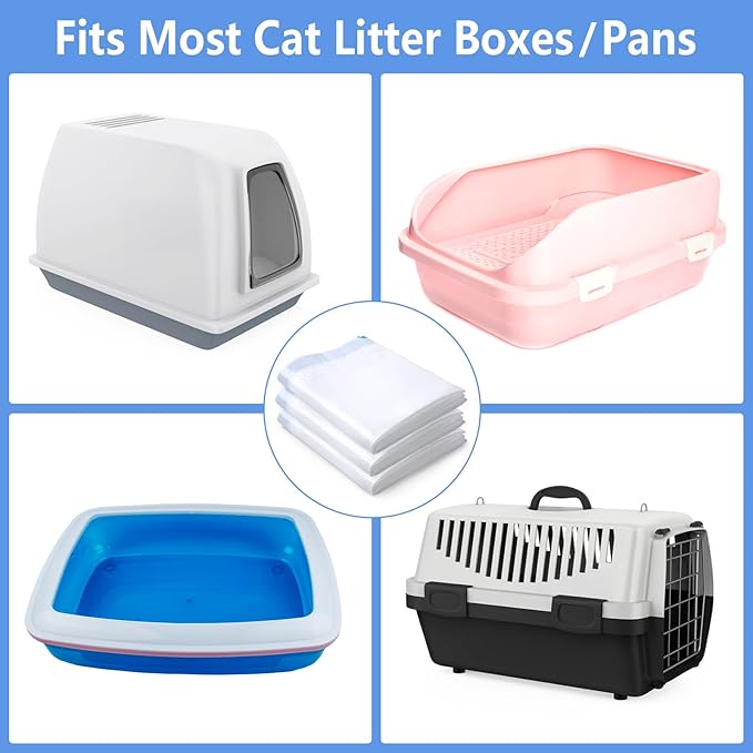 25 Count Cat Litter Liners Large 37x19" Jumbo Drawstring Litter Bags Extra-Thick Cat Litter Box Liners Heavy Duty Kitty Pan Liners for Easy Cleanup