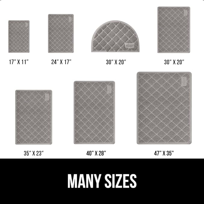 GORILLA GRIP Cat Litter Box Mat, Water Resistant, US Designed Kitty Litter Trapping Mats, Easy to Clean, Scatter Control, Less Mess and Clean Floors, Kitten Supplies for Indoor Cats, 30x20 Grey