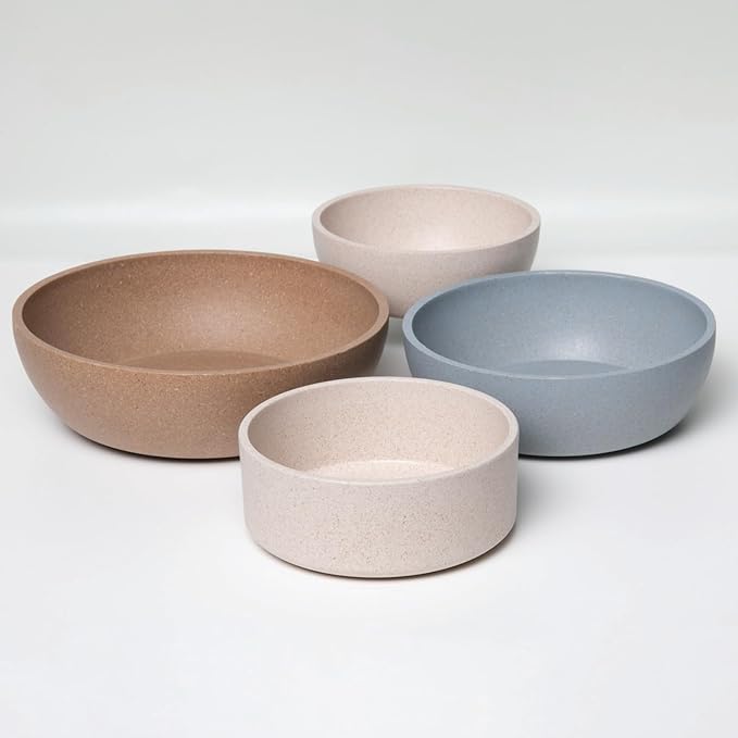 Loving Pets - Dolce Bamboo - Eco-Friendly Pet Bowls & Dishes for Dog, Cats, Puppy Food and Water Dish -Sustainable and Dishwasher Safe, Made with Real Bamboo (Medium, Oat-Beige)
