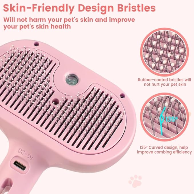 Pet Steam Brush for Dogs & Cats – 3-in-1 Dog & Cat Grooming Tool for Shedding, Detangling & Cleaning, Steam Brush for Dogs, Cats & Long Haired Pets
