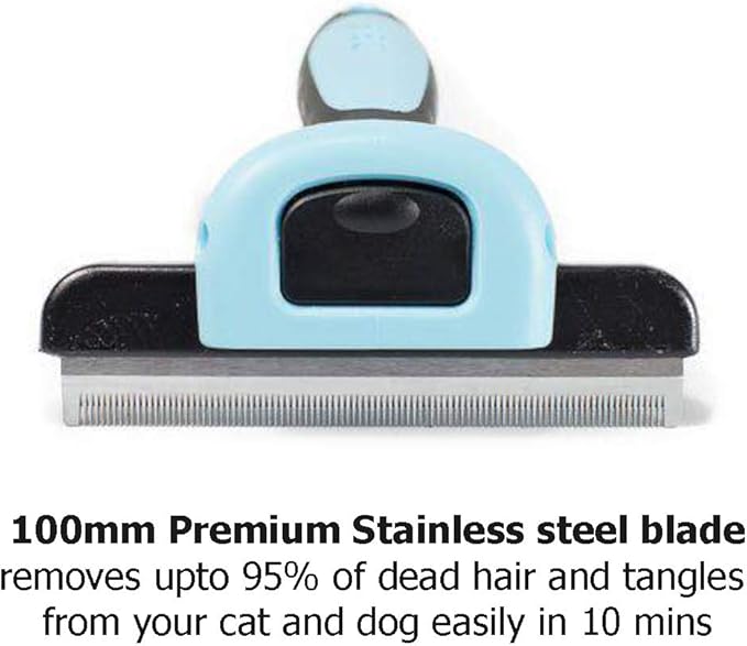 Dog Brush & Cat Hair Shedding Tool with Stainless Steel Trimming Blade-Effective Grooming Tool for Cats Dogs with Short Medium Long Fur, and Reduces Pet Hair Shed by Up to 95%