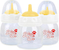 Pet Feeding Bottle,3 Pack 60ml Nursing Bottle, 3 Sizes Nipples with Ventilation Valve Resistant Tearing Perfect for Puppies, Kittens, Small Wildlife(Yellow)