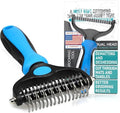 Dual Sided Undercoat Rake Dog & Cat Deshedding Tool, Blue