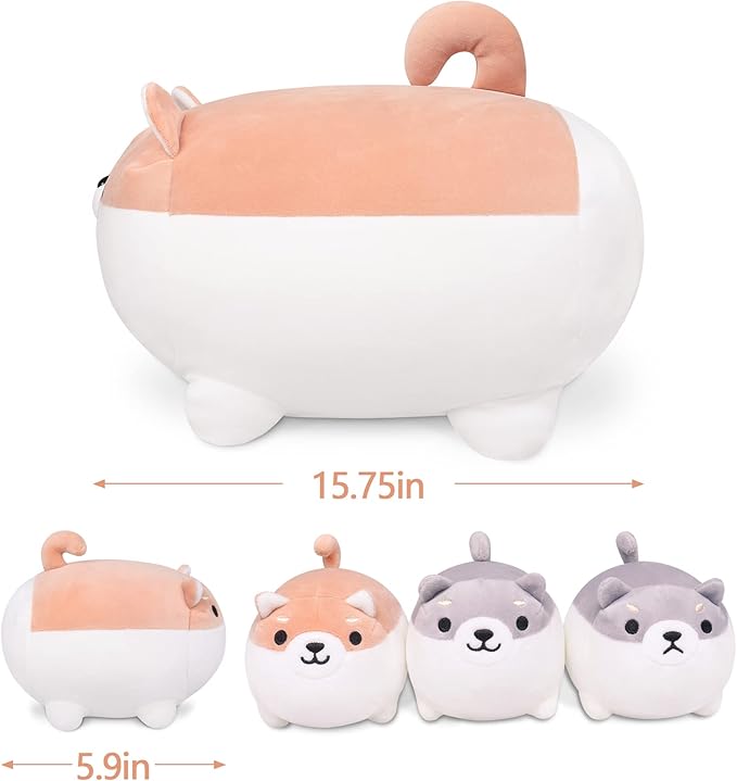 Shiba Inu Plush, 5 PCS Shiba Inu Stuffed Animal Family, 16" Corgi Plushie Cute Soft Plushies Pillow Toy Anime Kawaii Plush Soft Corgi Pillow,Dog Mommy with 4 Puppies Toy Gifts for Boys Girls