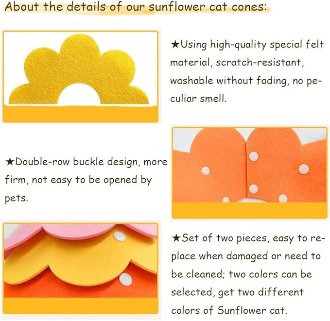 Cat Recovery Collar - Cute Flower Neck Cat Cones After Surgery, Adjustable E Cone Surgery Recovery Elizabethan Collars for Kitten Puppy Rabbits M Size (2pcs)