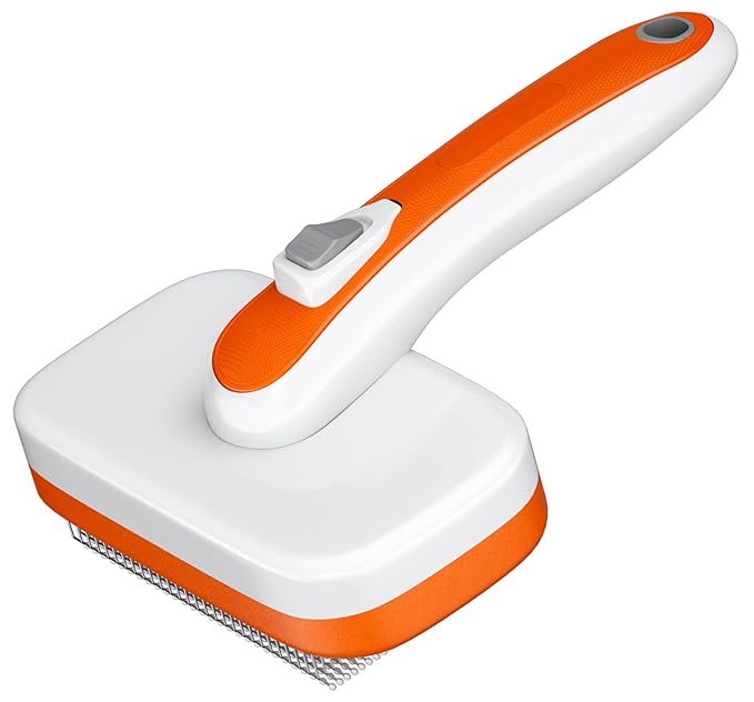 Self Cleaning Slicker Brush for Dogs Cats Deshedding Grooming Tool, Skin Friendly, Remove Loose fur Petfor Shedding Hair, Glides Naturally without Pulling