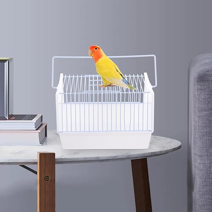 NUOBESTY Portable Parrot Travel Cage with Handle Small Wire Bird Carrier Cage for Outdoor Transport Lightweight for Parrots