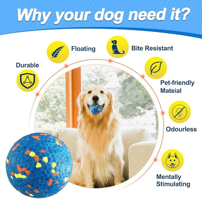 Dog Balls, 8Pcs Tennis Ball Toys for Aggressive Chewers, Durable Teething Chew Dog Toys, Diameter 3'' Water Toy Fetch Balls, Interactive Dog Balls for Large and Medium Dogs (8 Balls)