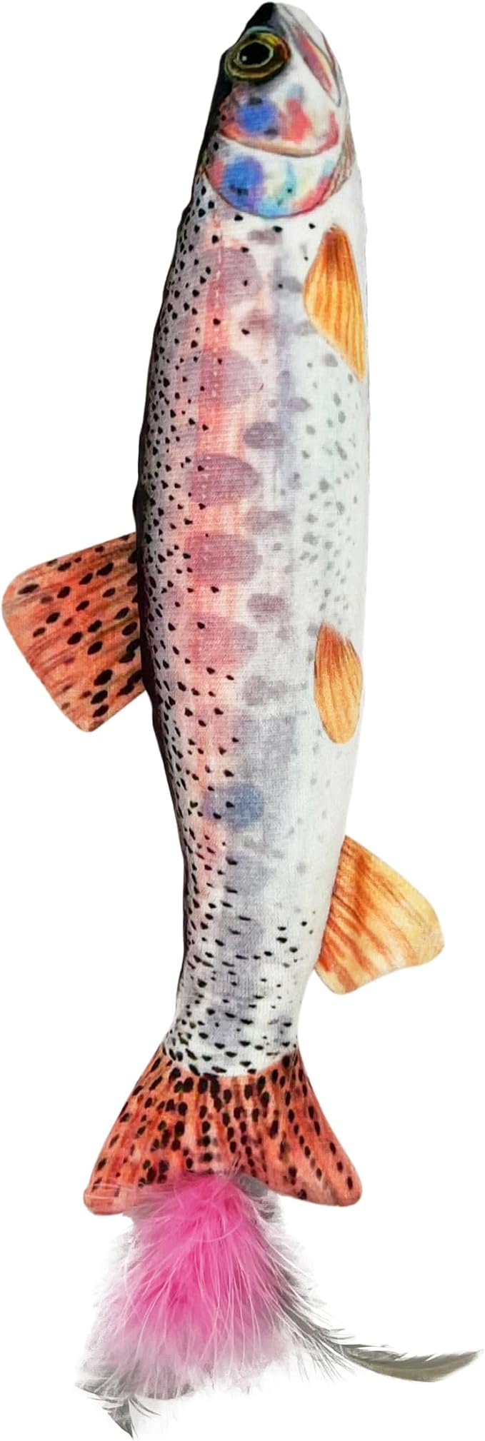 Huxley & Kent Kicker Cat Toy | Rainbow Trout | Large Strong Catnip Filled Crinkle Cat Toy | Plush and Burlap Toy Promotes Natural Hunting Instinct | Kittybelles