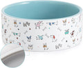 Fun Elements Ceramic Dog Bowls - Large, 64 Fl Oz Heavy Duty, Adorable Dog Patterns (Large, Blue)