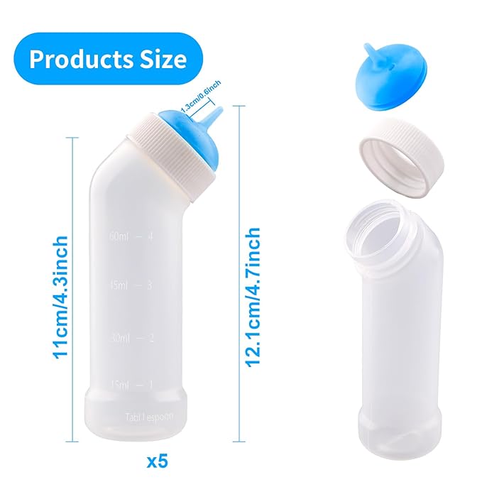 Pet Nursing Bottle for Newborn Animals,Kitten Bottle Feeding Kit Silicone Nipple for Kittens Puppys Rabbits Squirrel (Blue, Small)