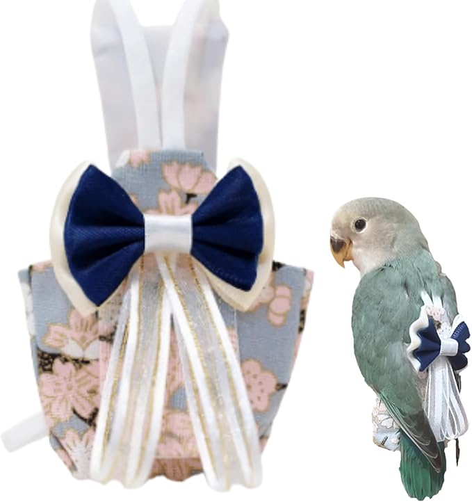 Bird Diaper Cockatiel Clothes Flight Suite, Reusable Parrot Nappy with Waterproof Inner Layer, Cute Pigeon Pants Urine Wet Suit Costume for Conure Macaw (Grey,Pigeon)