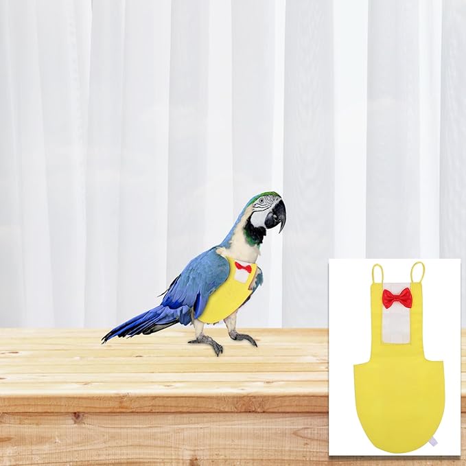 LIOOBO Parrot Diaper Breathable Fabric Bird Diaper Clothing Yellow L Size Reusable Pet Bird Supply Suitable for Training and Flying Parakeet Budgie Cockatiel
