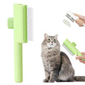 Pet Hair Removal Comb Flea Comb, 2025 Upgrade Cat Grooming Brush, Cat Brush with Release Button, De-Shedding Hair, Dog Grooming Supplies, Fine-Tooth Massage (Green)