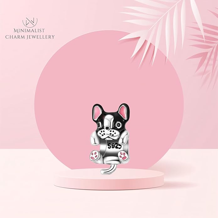 Pet Charm, Cute Dog Charm, Animal Dangle Charm, Sterling Silver Charm, Gift For Women, Friends, Wife, Mother, Christmas, and Halloween, Compatible With Pandora