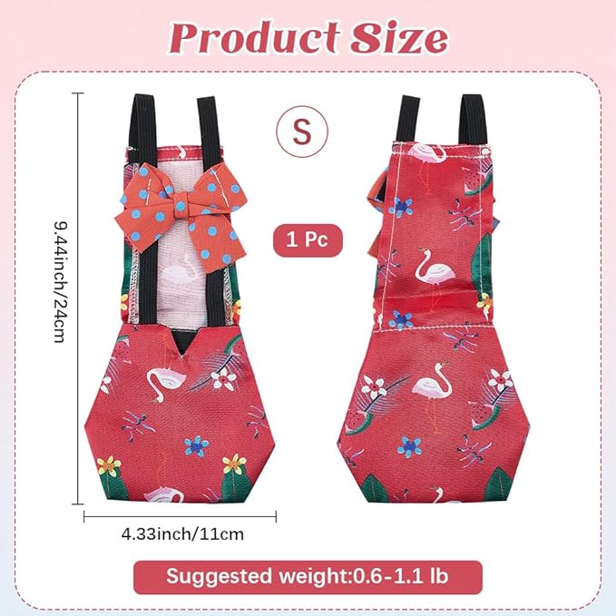 CREATCABIN Adjustable Chicken Diapers Washable Duck Diapers Red Polyester Waterproof Pet Ducking Nappy Poultry Clothes Supplies with Bow Tie for Indoor Chickens Goose Hens Accessories 9.45 x 4.33 Inch
