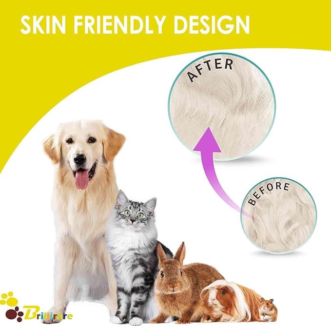 Dog Grooming Comb Pet, Stainless Steel Cat Combs with Rounded Teeth, Professional Metal Tear Stain Remover, Dematting Tool for Small, Medium & Large Pets-7.5in